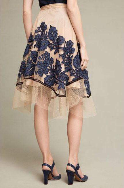 Dorset Skirt - Floral Netted Skirt - Red/Blue